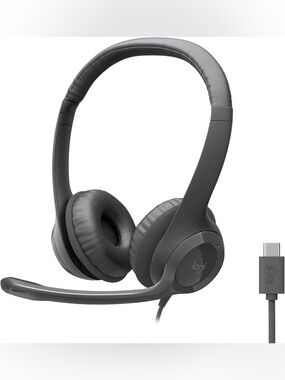 Logitech H391 Black Wired On-Ear Headset with Inline Controls - EUC